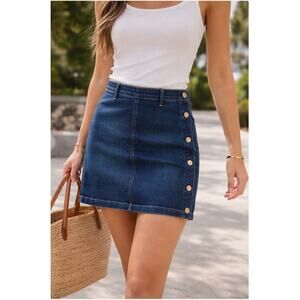 FRAME Lucia Denim Mini Skirt Side Snaps Dark Wash Size 31 Jean Skirt